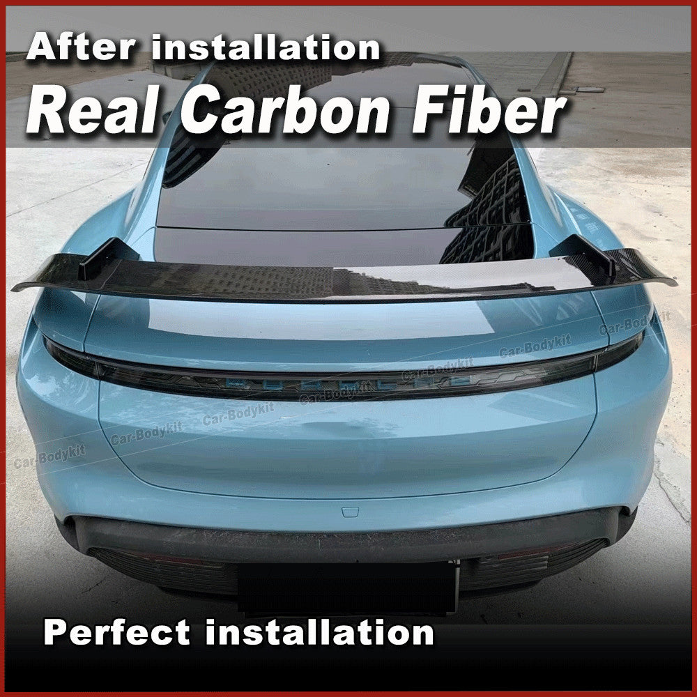 Fit for Porsche Taycan Base 4S 2019-25 REAL CARBON Rear Trunk Spoiler Boot Wing