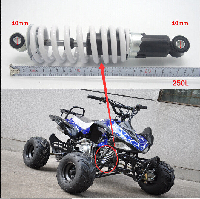 9.8-inch 250mm rear shock absorber suitable for 70cc, 110cc, and 125cc all-terrain vehicles, off-road vehicles, and go-karts.