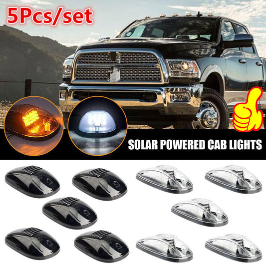 5-Pack Truck/SUV White/Amber Smoked Lens LED Cab Roof Marking Daytime Lights