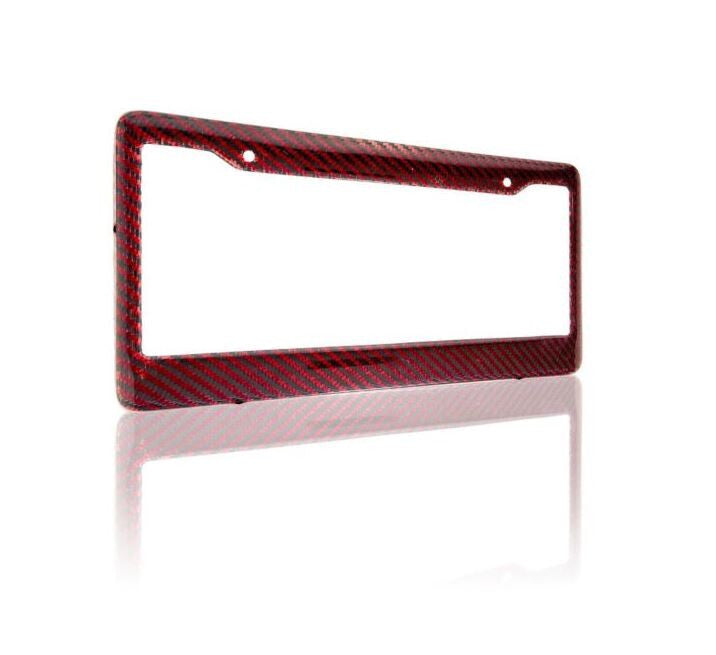 Red carbon fiber for car license plate cover, frame cover, and rear boot for Chevrolet