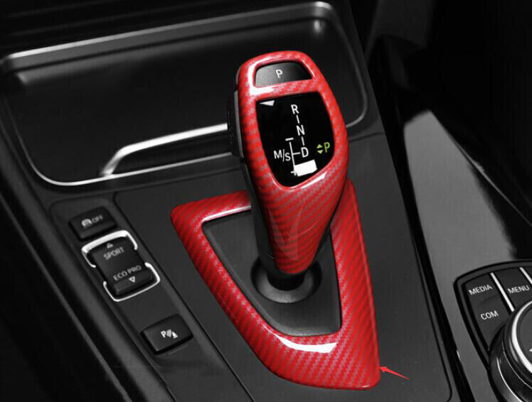 Red Carbon Fiber Trim Central Console Gear Shift Fit for BMW F20 F21 F22 F23 ABS