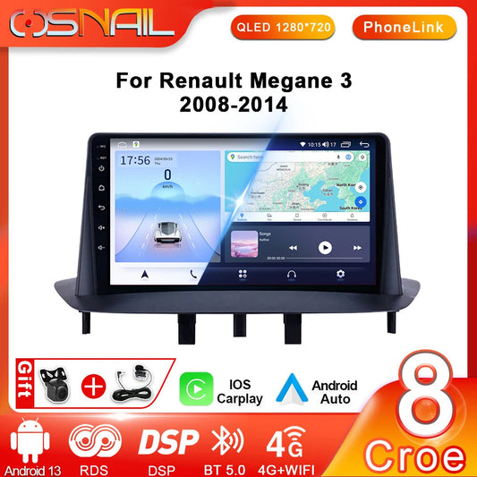 for Renault Megane 3 Fluence Samsung SM3 Video Player CarPlay Navi GPS Car Radio