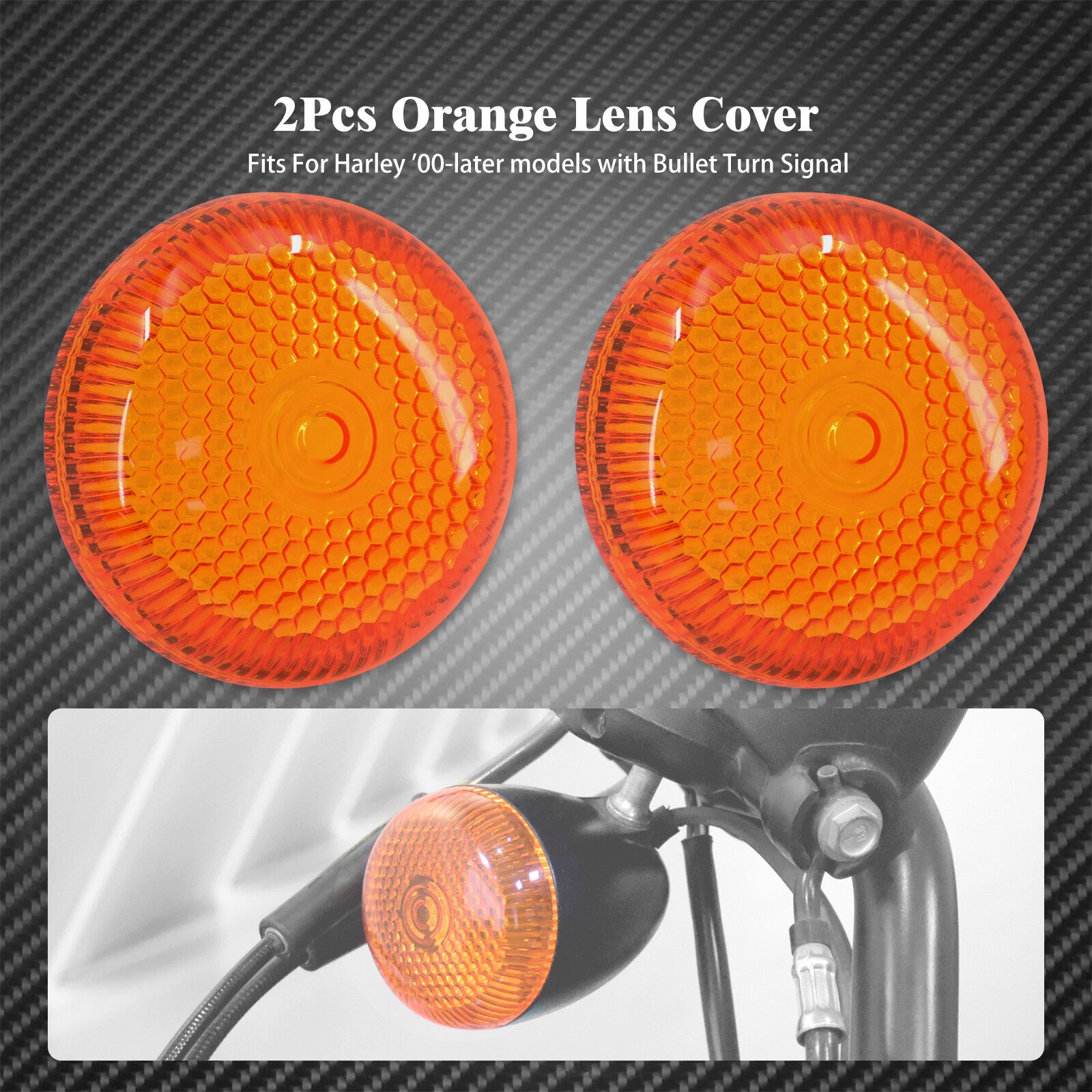 2x Amber Bullet Turn Signals Light Lens Cover Fit for Harley FLRT FLTRX 2000-23