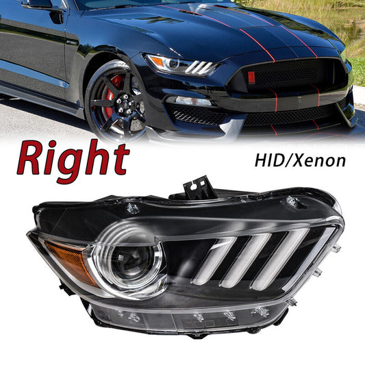 Right Headlight For 2015-2017 for Ford for Mustang LED Tube HID/Xenon Projector