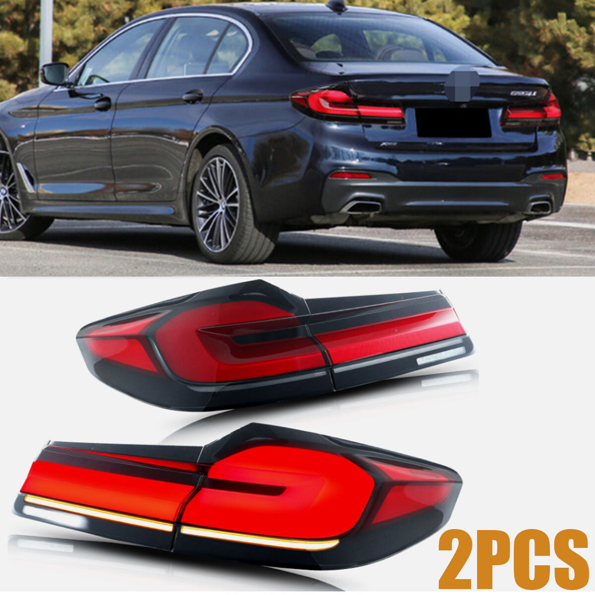 LED Tail Lights for BMW G30 M5 F90 5 Series 2017-2020 Sequential Rear Lamps Pair
