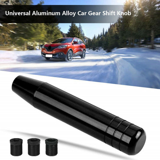Car Gear Knob 18cm Length Aluminum Gear Knob Black 3 Adapter