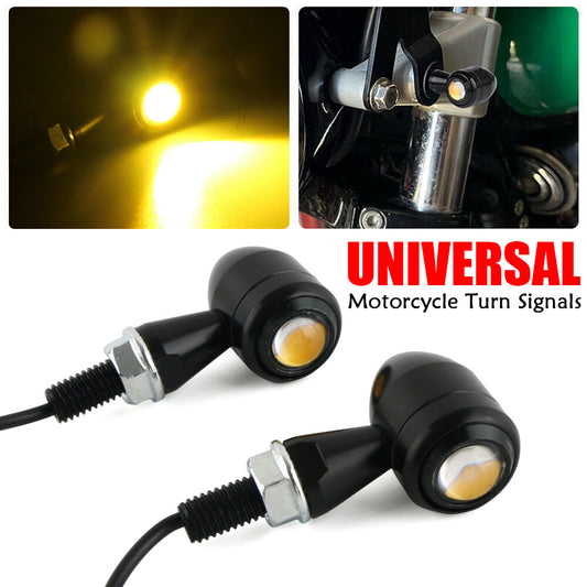 Motorcycle LED for Mini Turn Signal Lights for Harley Bobber Cafe Racer - Black