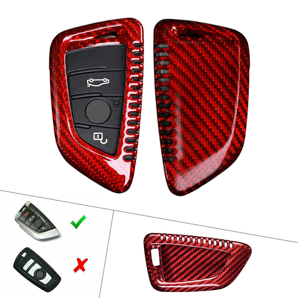 Carbon fiber remote control car key case cover suitable for BMW X1 F48 X5 F15 X6 F165 F45 Red