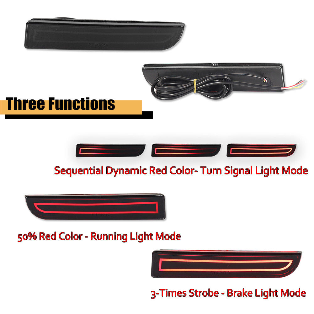 2 LED bumper reflectors for Mitsubishi Lancer Evo smoke brake turn signals