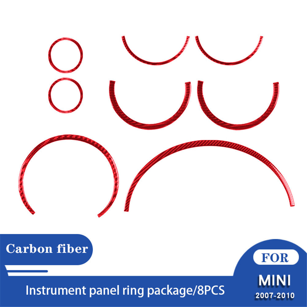 Red Carbon Fiber Dash Speedometer Air Vent Trim Cover for MINI Cooper 2007-2011