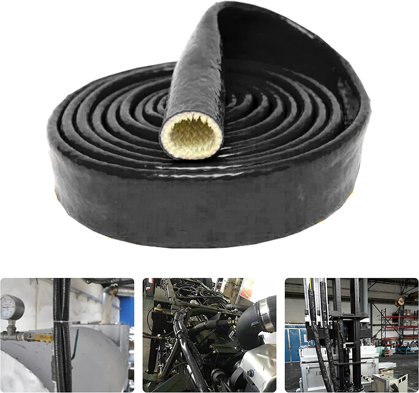 1/2-inch ID13mm heat shield, fireproof silicone rubber coated braided spark plug wire
