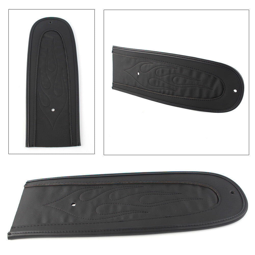 Flame Stitch Leather Rear Fender Bib Black for Harley Dyna 2006-2017 Motorcycle