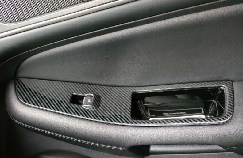 for Ford Edge 2018-2021 Steel Carbon Fiber Window Lock Lift Panel Frame Trim 4X