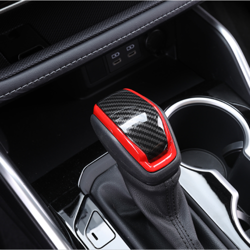 Carbon Fiber+Red Inner Gear Shift Knob Cover Trim ABS for Toyota Venza 2021-2023