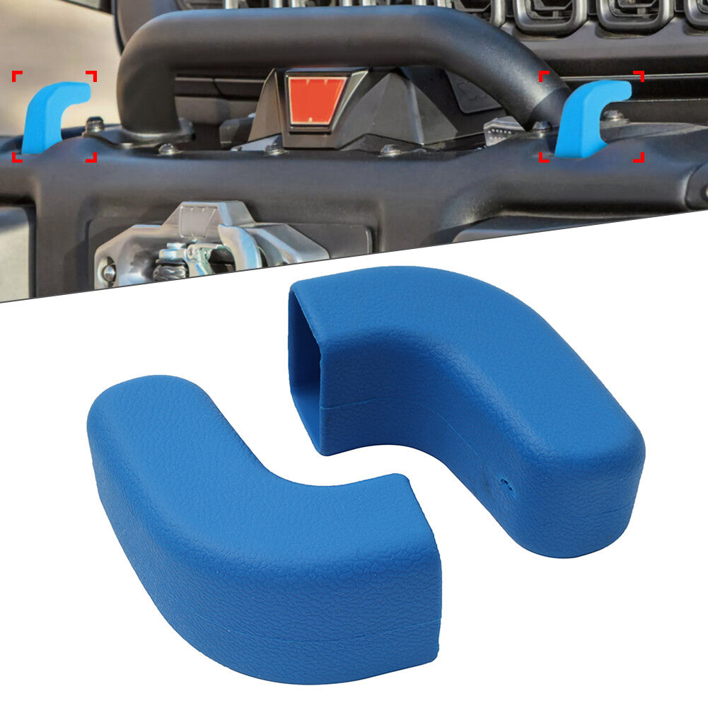 2Pcs Front Bumper Tow Hook Cover Protector for Jeep for Wrangler JK JL JT 07-23 Blue