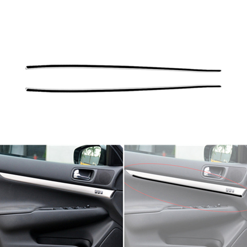 2x Piano Black Interior Front Door Strips Cover Trim for Infiniti G37 2010-2013
