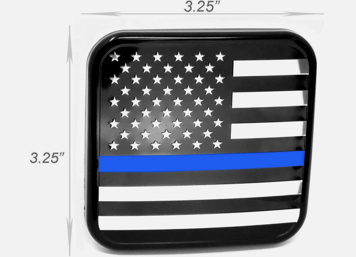Car mount protector plug cap tow receiver 2-inch American flag black chrome blue for Chevrolet
