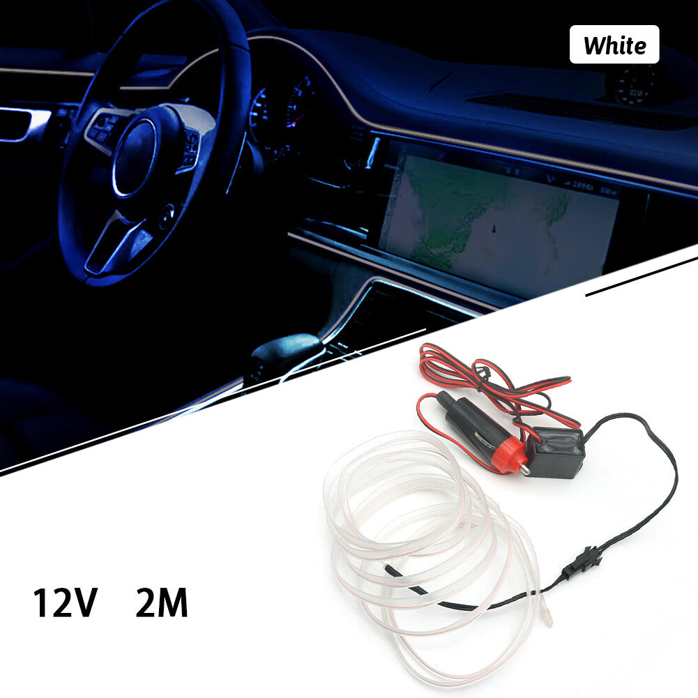 Car Interior LED Neon Lights Decor Atmosphere EL Wire String Strip Lamp White