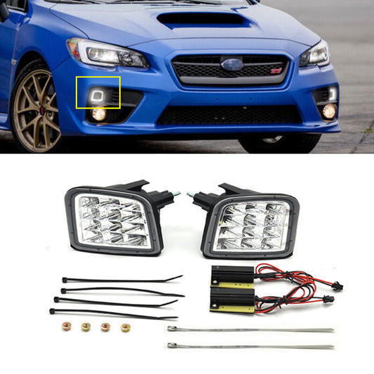 One set of LED front corner DRL indicator lights, clearly applicable to for Subaru WRX STI 2015-2021.