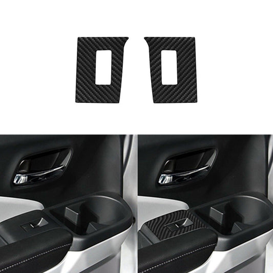 2X Carbon Fiber Rear Door Control Frame Cover Trim for Honda Ridgeline 2017-2020