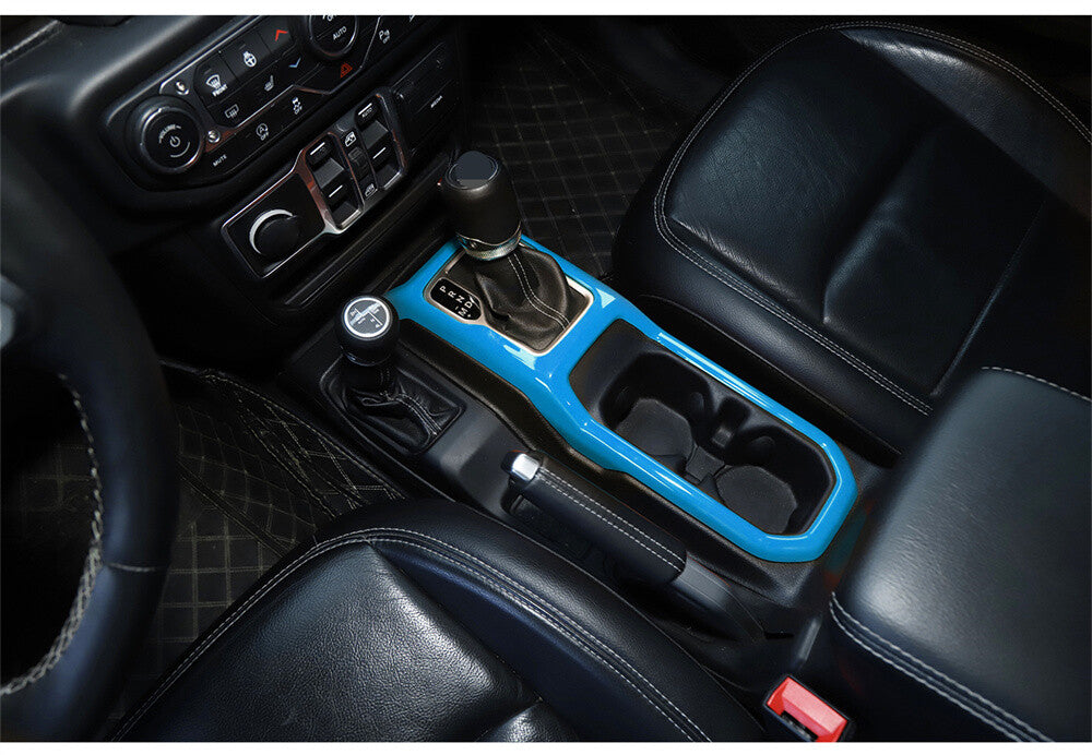 for Jeep for Wrangler JL JT 18+Light Blue Cup Holder Gear Shift Steering Wheel Trim