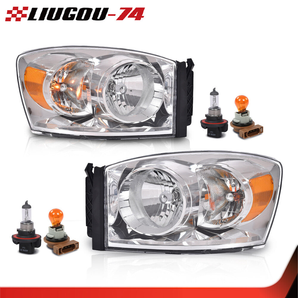 Suitable for 2006-2009 for Dodge for Ram 1500 2500 3500 headlights (clear/chrome)