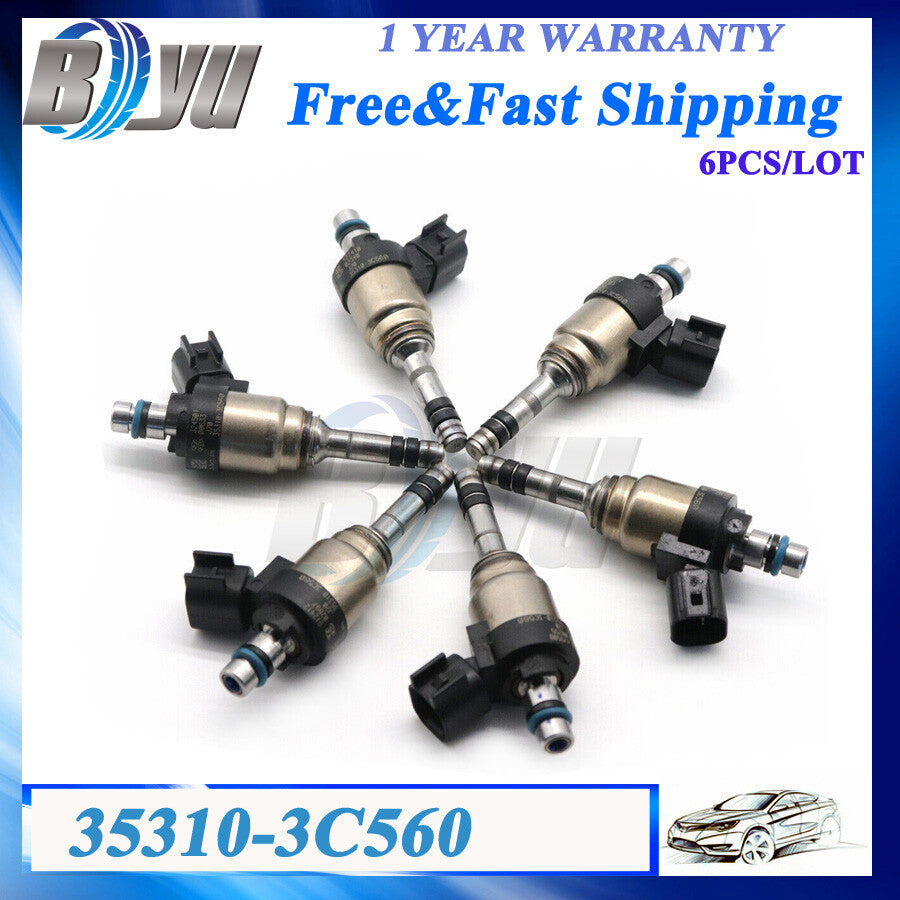6x Fuel Injector For 14-18 for Hyundai Santa 3.8L V6 for Kia Sorento 3.3L V6 35310-3C560