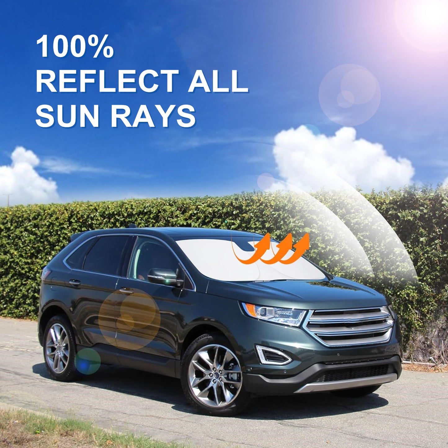 Custom Fit 2015-2024 for Ford Edge Car Front Windshield Sun Shade Reflective Cover