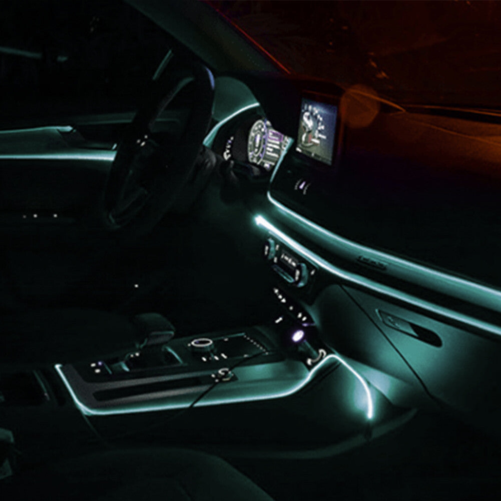 Car Interior LED Neon Lights Decor Atmosphere EL Wire String Strip Lamp White
