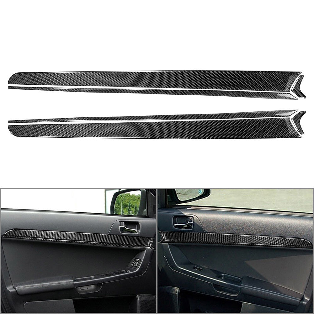 Carbon Fiber Interior Door Decorative Panel Trim for Mitsubishi Lancer 2008-2015