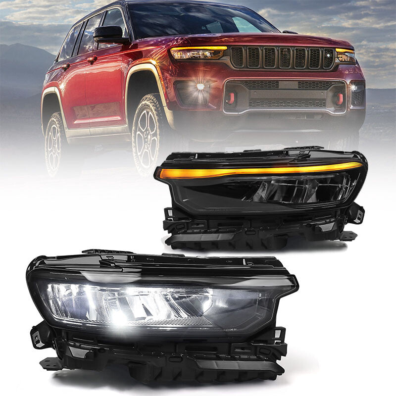 2P Applicable to 2021-2024 for Jeep Grand Cherokee Full LED Headlight Assembly LH Right Handle