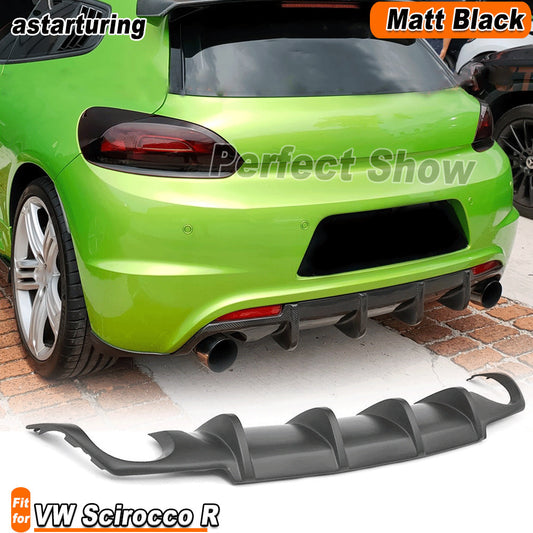 Fit for Volkswagen Scirocco R Bumper 09-14 Matt Black Rear Diffuser Dual Exhaust