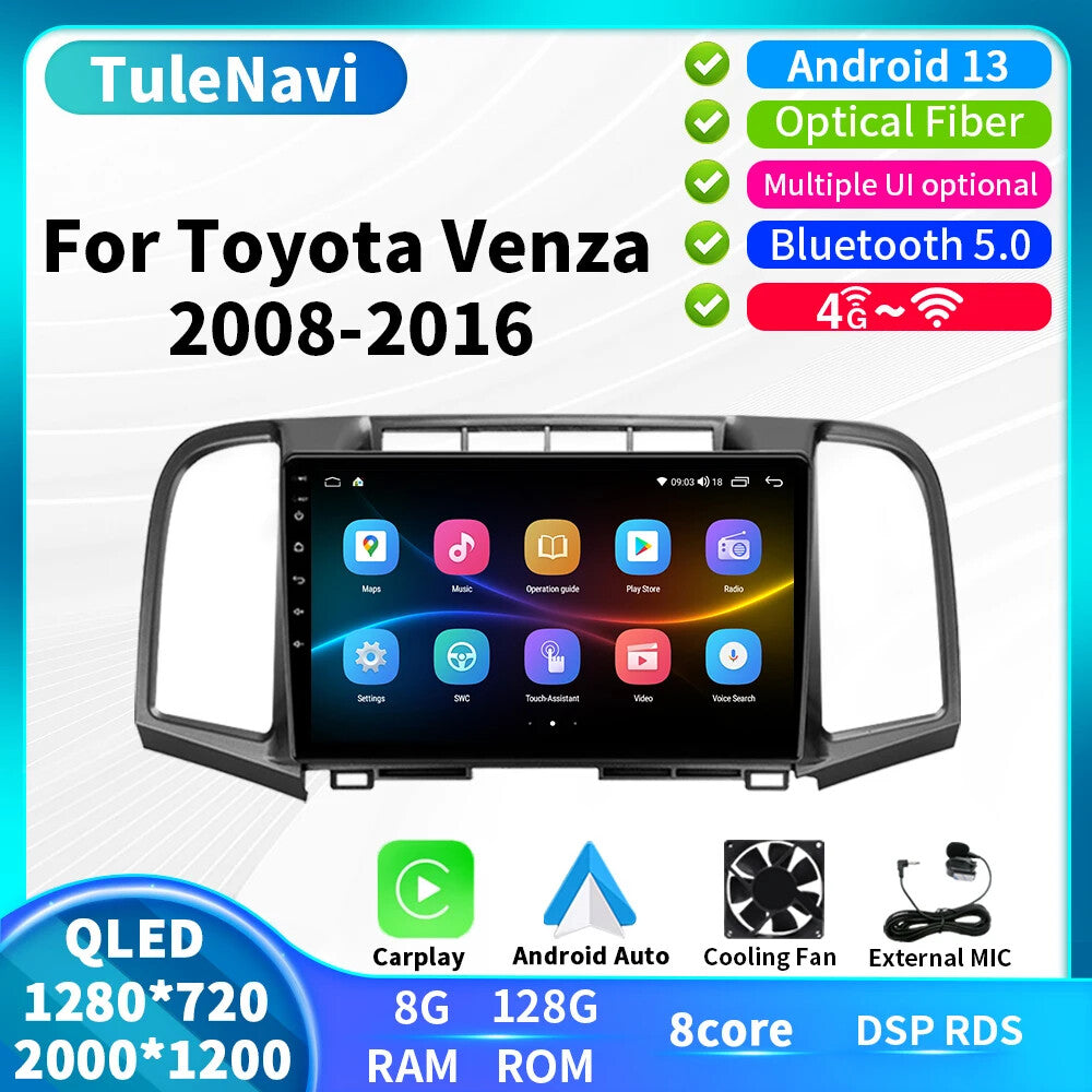 for Toyota Venza 2008-2016 CarPlay Car Radio Android GPS Stereo Player Screen