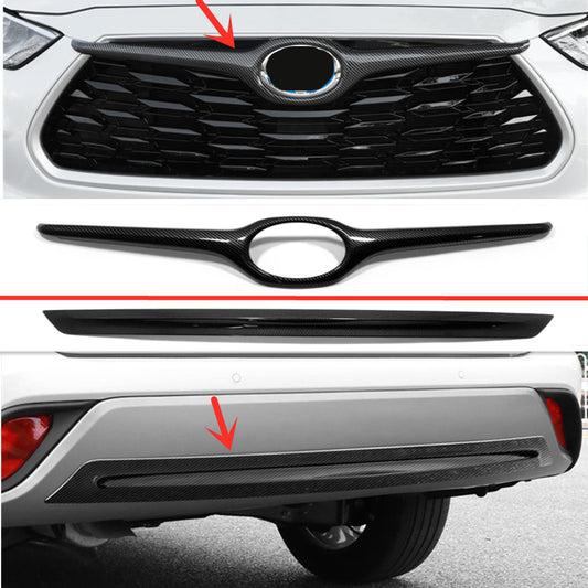 for Toyota Highlander 2020-2023 Carbon Fiber ABS FrontRear Bumper molding Cover