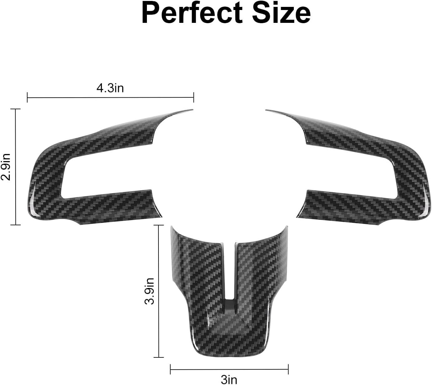 Interior steering wheel cover trim for Ford for Mustang 2015 - 24 ABS Carbon Fiber