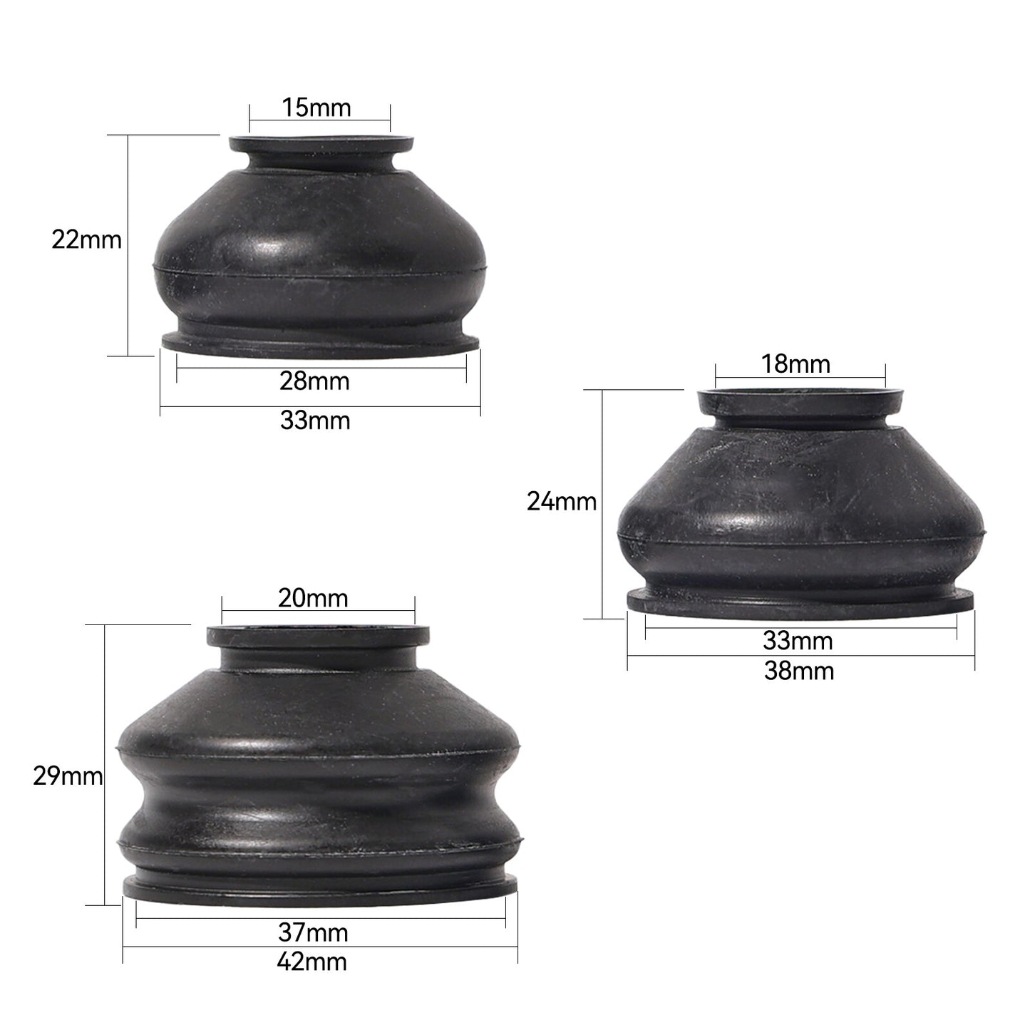 Universal 6x Black Rubber Ball Joint Dust Boot Cover Tie Rod End Set /Kit Part