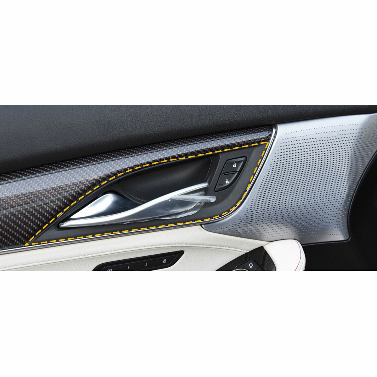 Inner Door Handle Frame Trim 4P ABS Carbon Fiber Fit for Cadillac CT5 2020-2024