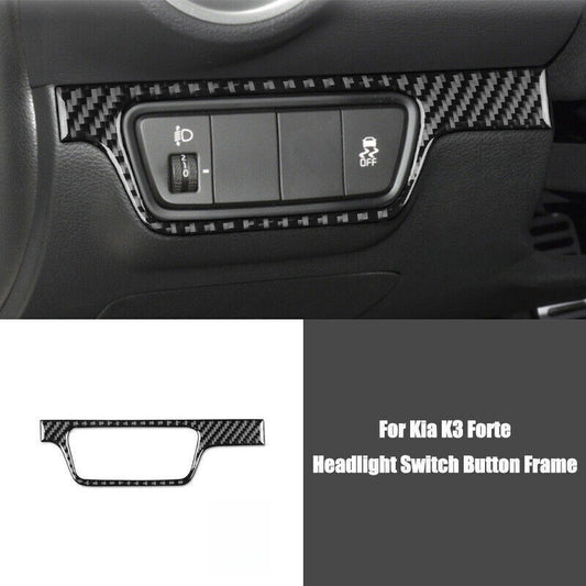 for Kia K3 Forte 2019-21 Real Carbon Fiber Headlight Button Frame Cover Trim 1P