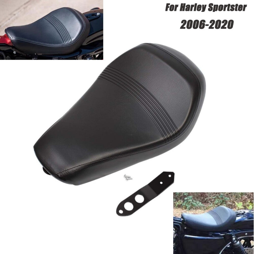 Motorcycle Black Driver Leather Pillow Solo for Seat Cushion for Harley Sportster