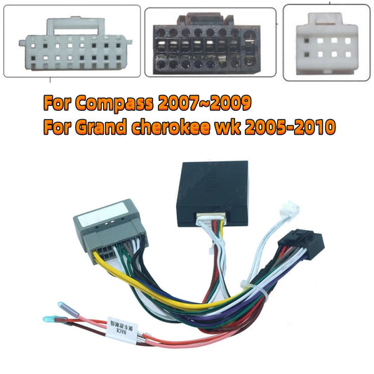 16Pin Car Radio Wire Harness Power Cable +Canbus Box for Jeep for Grand Cherokee wk