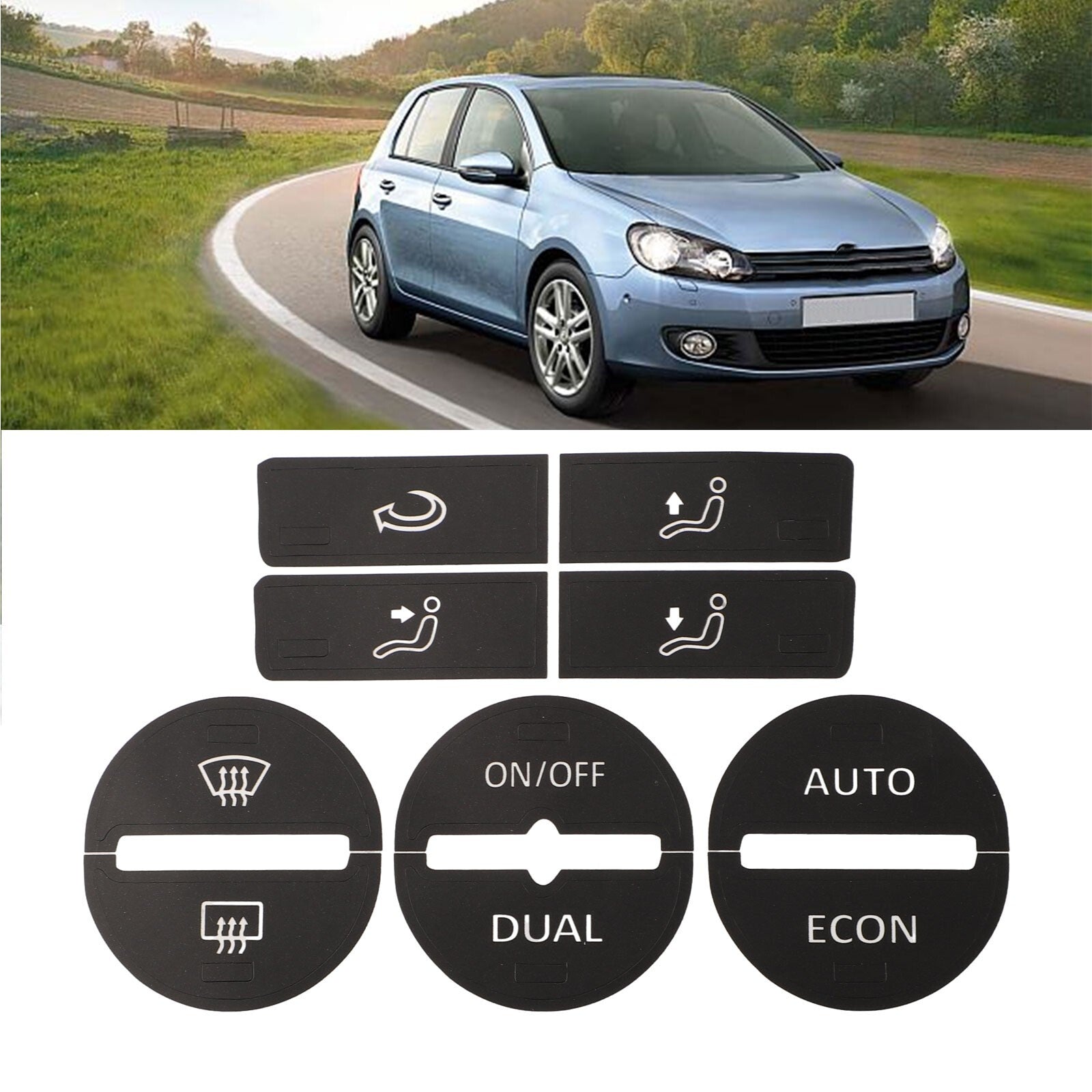 Repair kit for worn AC air conditioning control buttons on for Golf Mk5 04-08 - Decal stickers