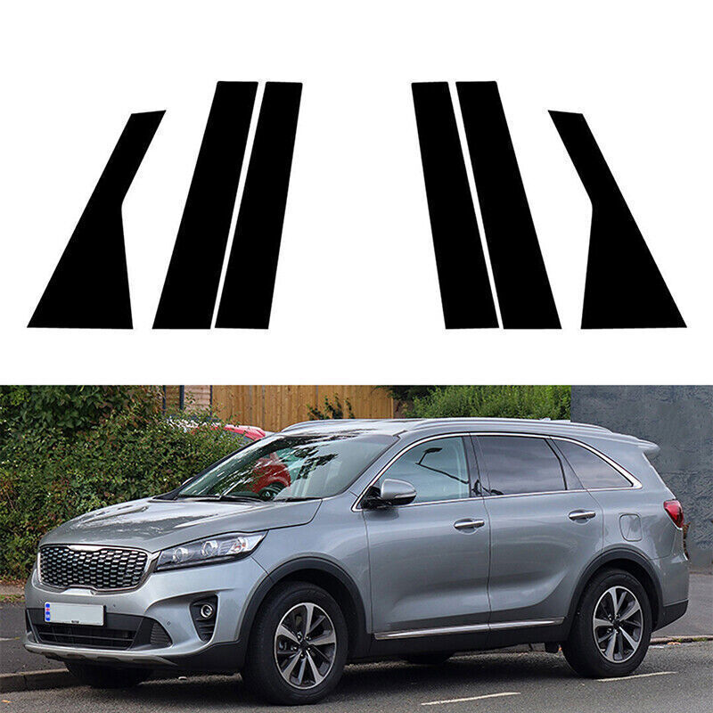 for Kia Sorento UM 2015-20 Piano Black Look Pillar Posts Door Window Strip Trim