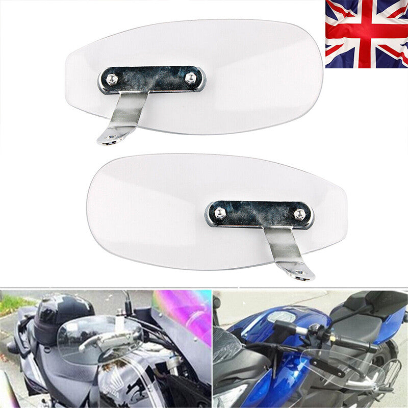 2pcs Motorcycle Handbar Hand Guard Wind Protector Air Deflector Shield Clear