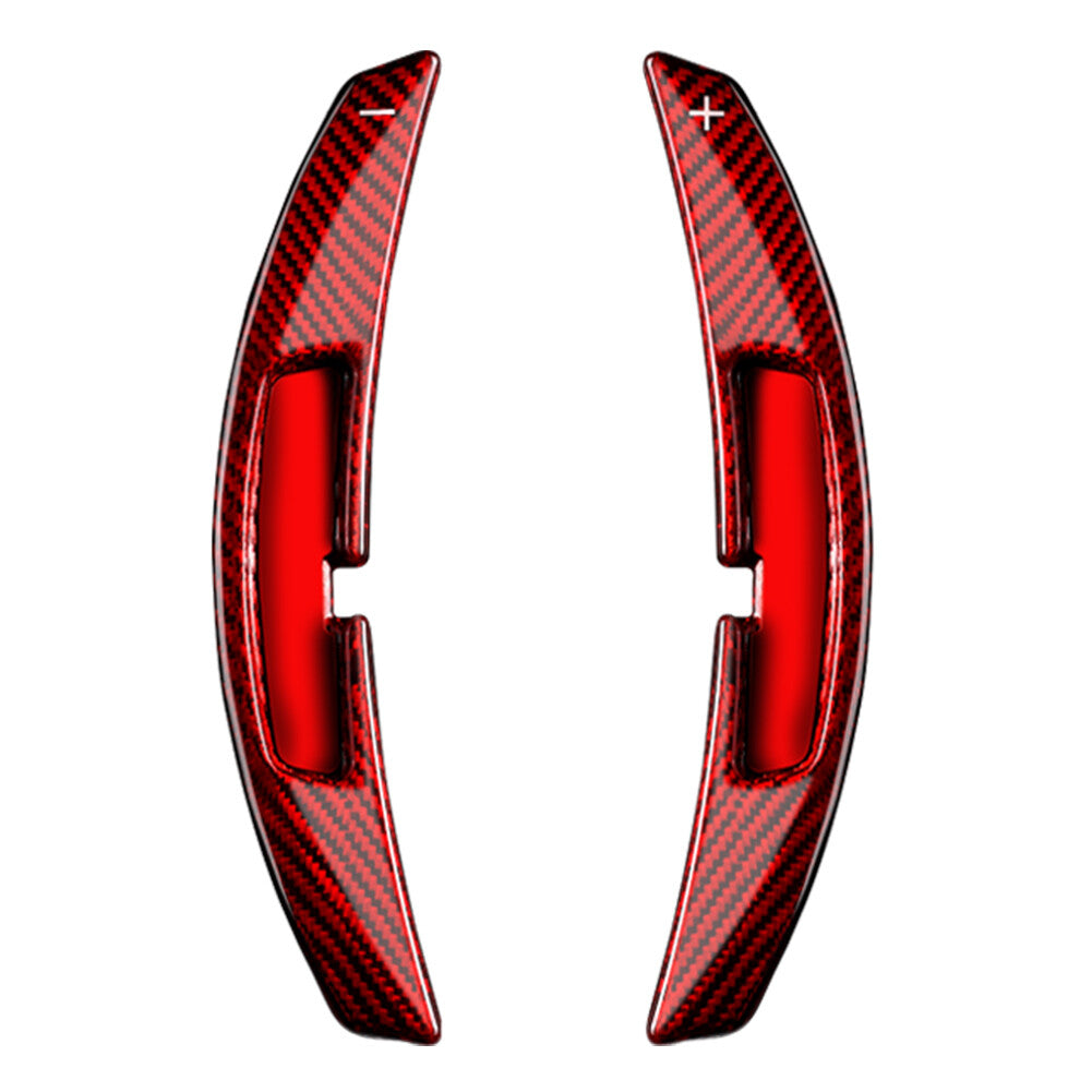 2x Carbon Fiber Steering Wheel Paddle Shifter Extension for Porsche 911 2021 Red
