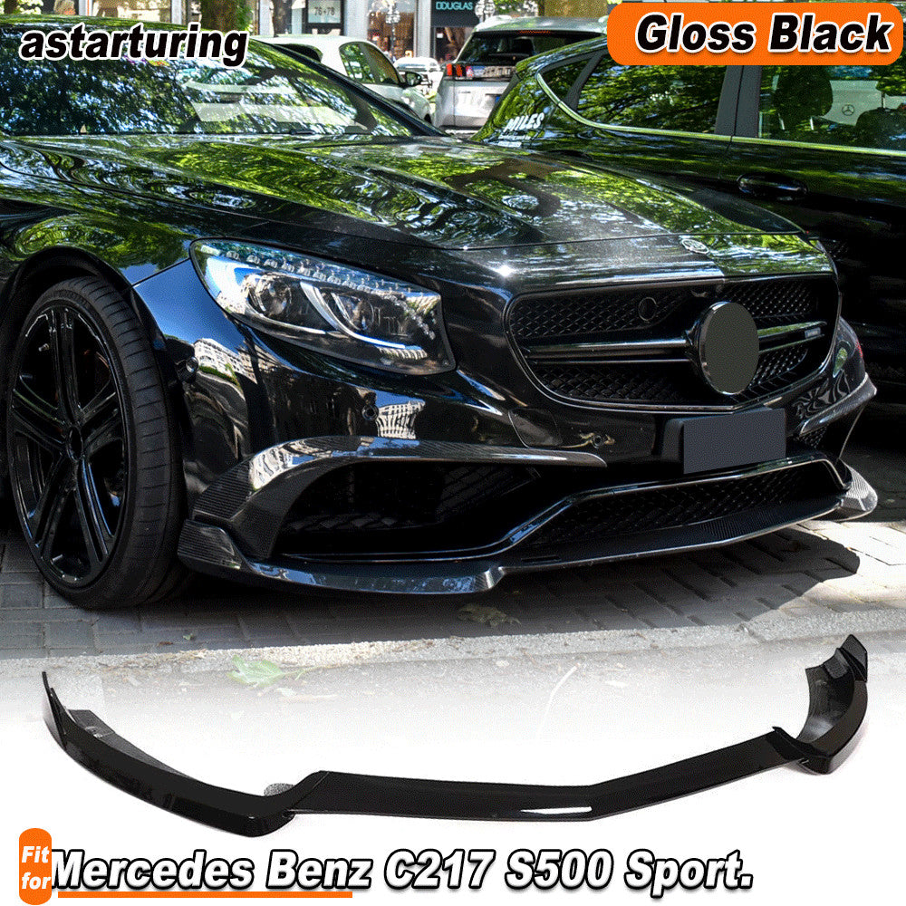 Fit for Benz C217 S500 Sport 14-17 Gloss Black Front Bumper Lip Spoiler Splitter