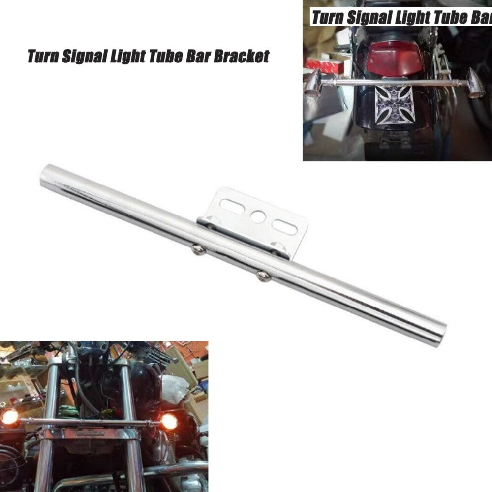 Chrome Front/Rear Short Mount Turn Signal Light Tube Bar Bracket Fit for Harley