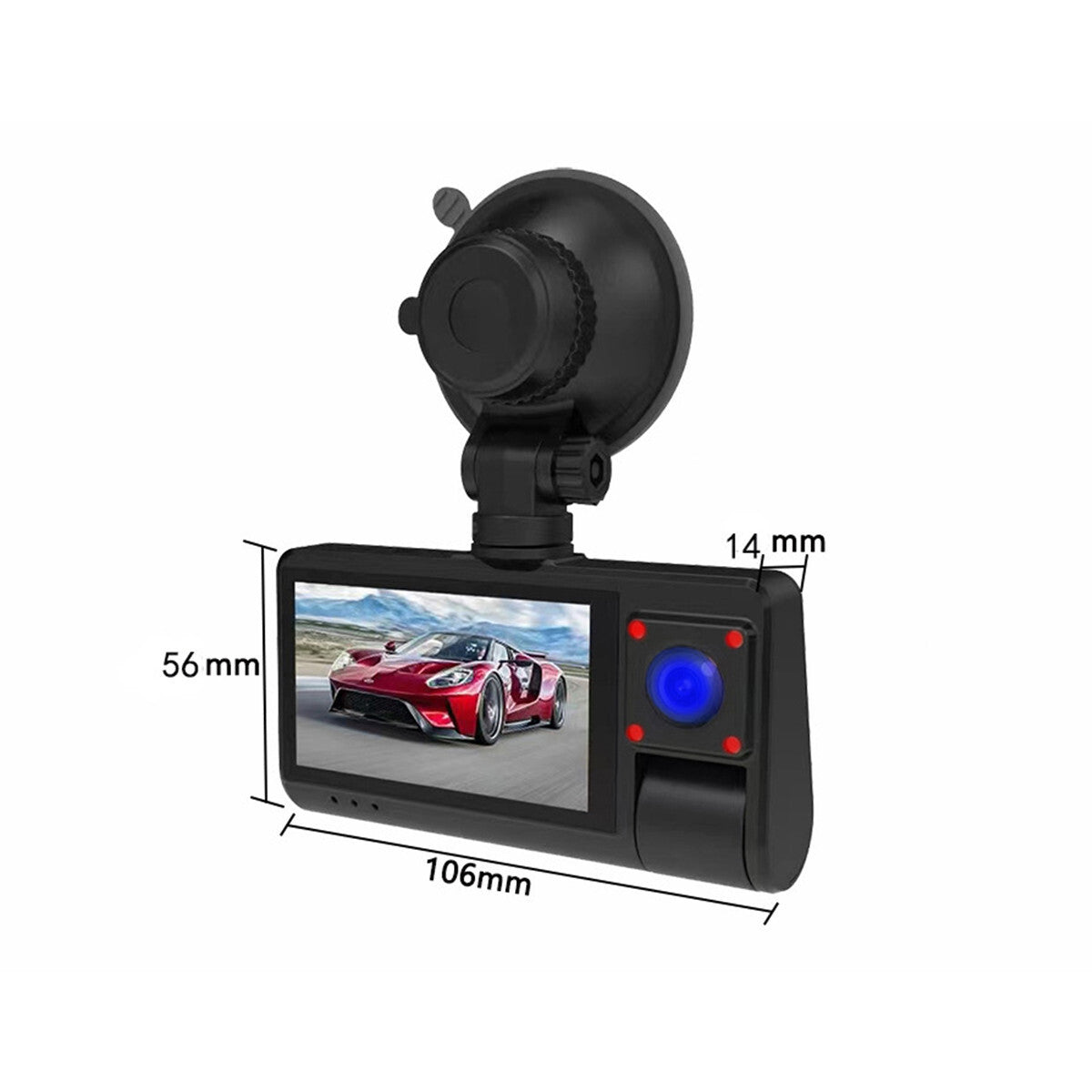 3in Touch Screen Car DVR Dash Cam Front Inside Rear Camera WiFi Video Recorder