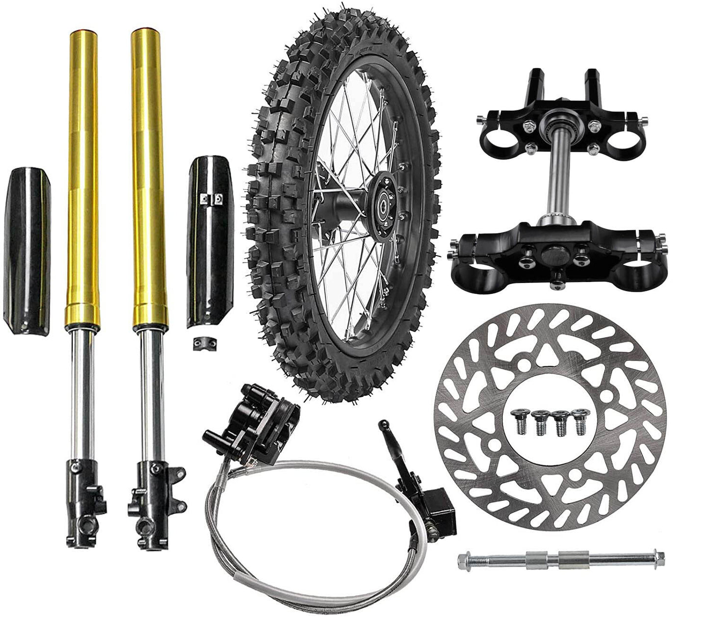 45/48 mm front fork disc brake kit, 19-inch wheels, 70/100-19 Apollo Taotao 200cc/250cc