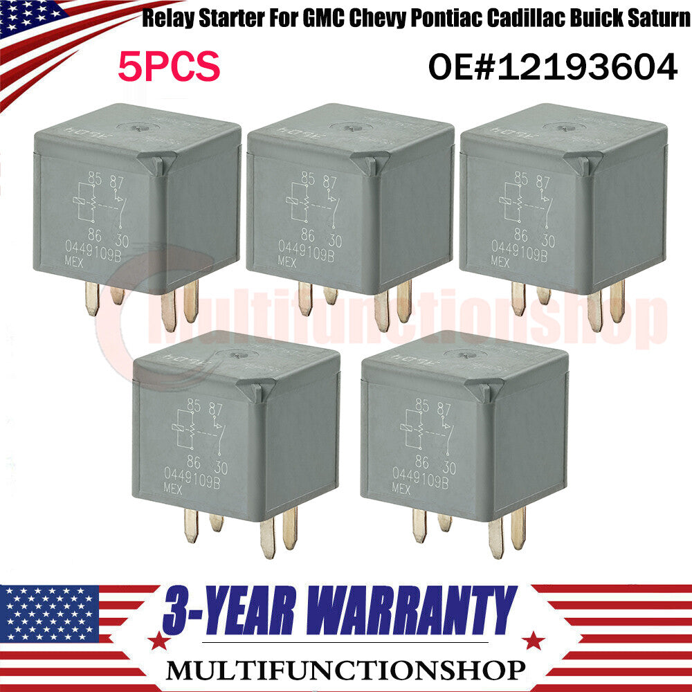5PCS 4-Pins Relay Starter for GMC for Chevy for Pontiac for Cadillac for Buick for Saturn 12193604
