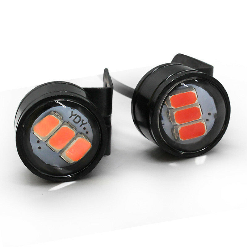 2x Red Flash Hawkeye LED Tail Backup Light Motorcycle Mirrors Mount Running Lamp